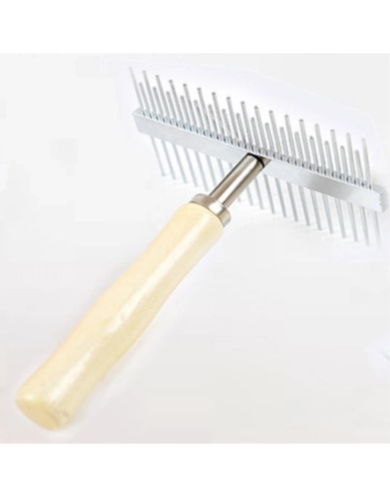 Çift Taraflı Ahşap Saplı Ergonomik Evcil Hayvan Fırçası Tarağı