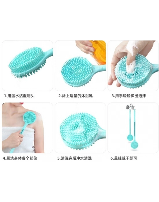 ® Çift Taraflı Silikon Uzun Saplı  Banyo Fırçası CM-331