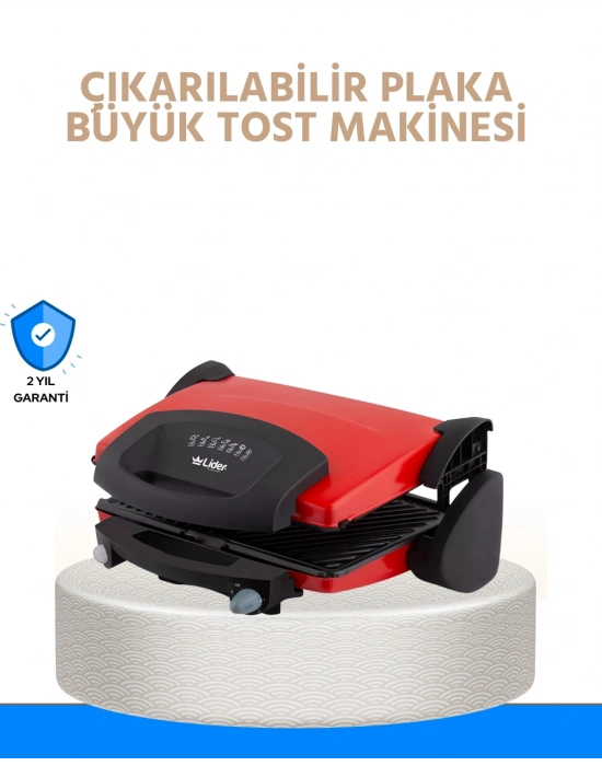 Çıkarılabilir Plakalı 2000W Tost Makinesi – Termostatlı, Kolay Temizlenir