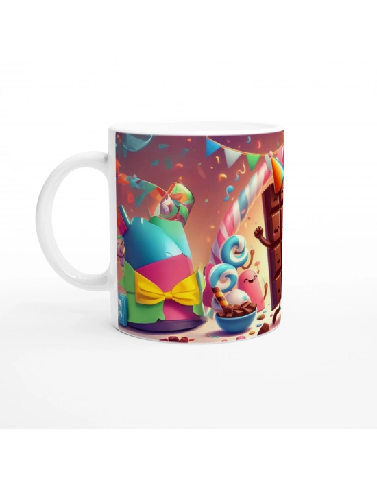 Çikolata Partisi ve Tatlı Şekerler Temalı Çocuklara Özel Baskılı Kupa Bardak