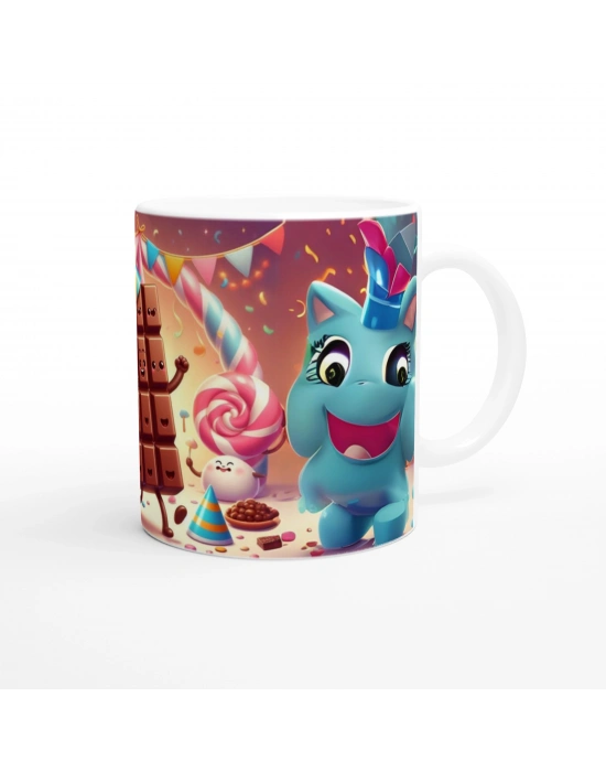 Çikolata Partisi ve Tatlı Şekerler Temalı Çocuklara Özel Baskılı Kupa Bardak