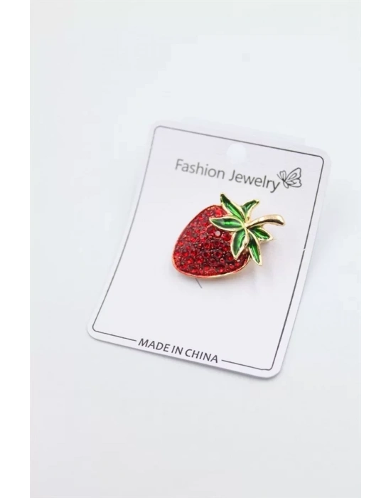 Çilek Broş - Kırmızı