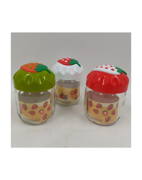 Çilek Desenli Kavanoz 1 Adet 425 Cc Royaleks-CK425