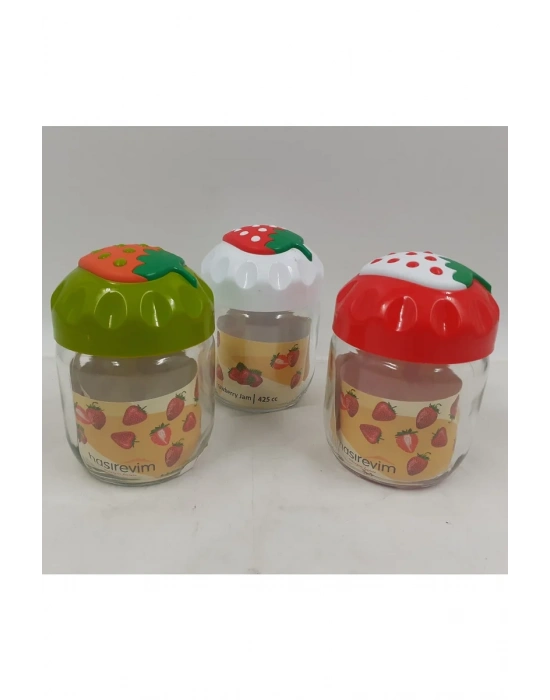 Çilek Desenli Kavanoz 1 Adet 425 Cc Royaleks-CK425