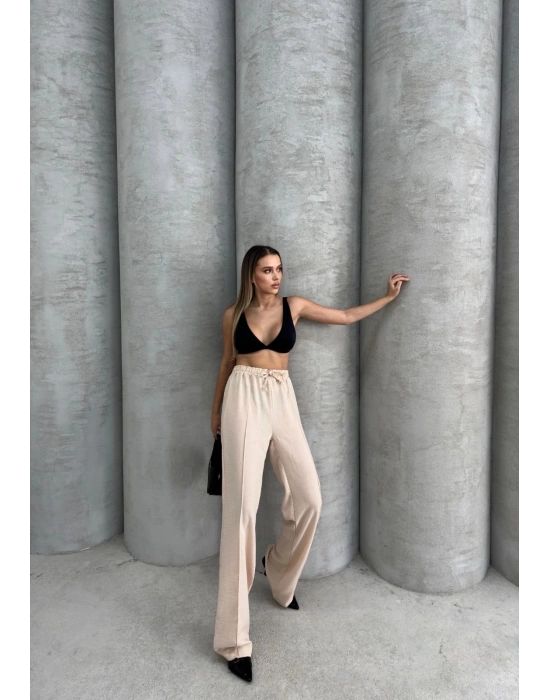 Çımalı keten pantolon