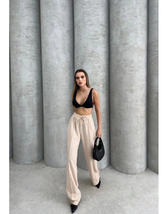 Çımalı keten pantolon