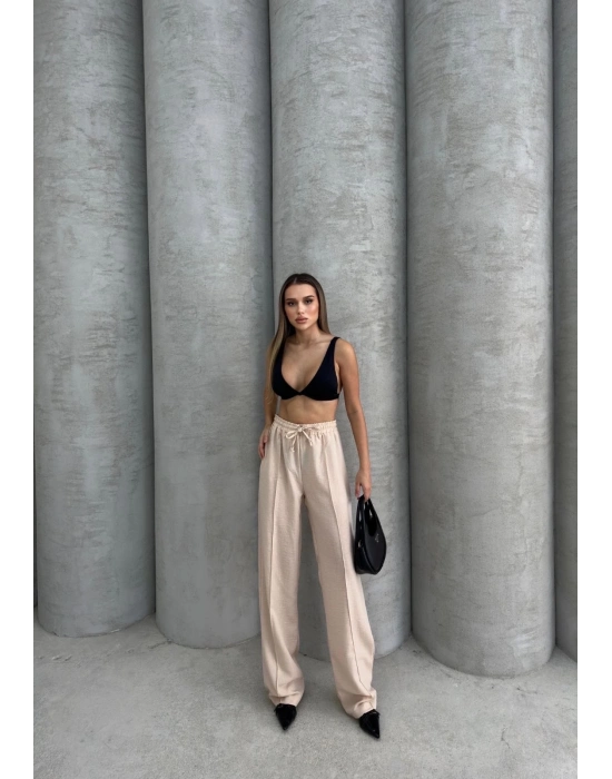 Çımalı keten pantolon