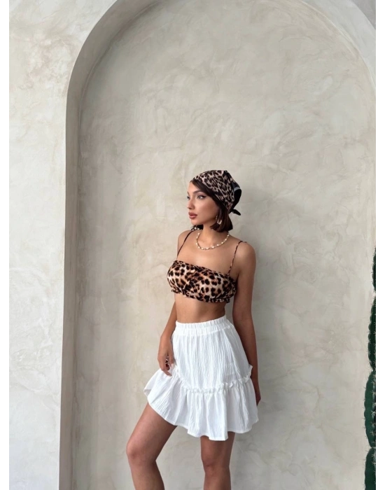 Çingene keten etek beyaz s24808