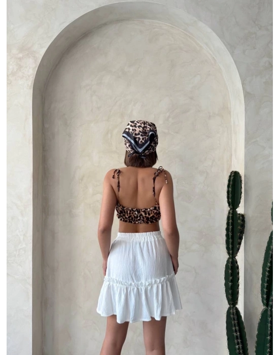 Çingene keten etek beyaz s24808