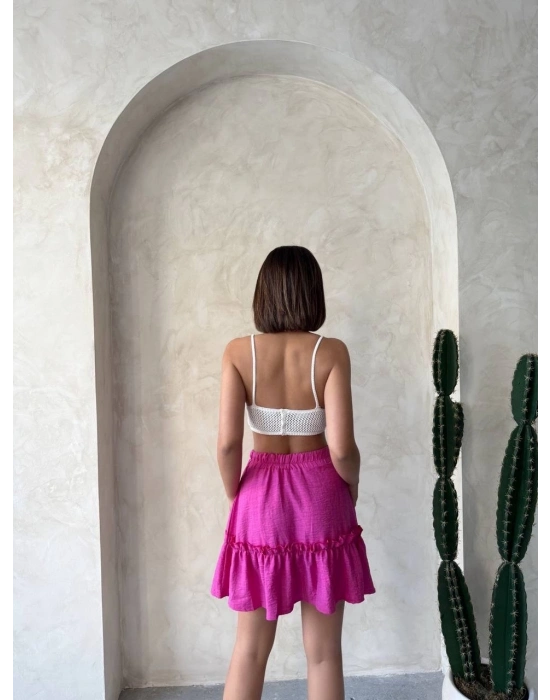 Çingene keten etek fuşya s24808