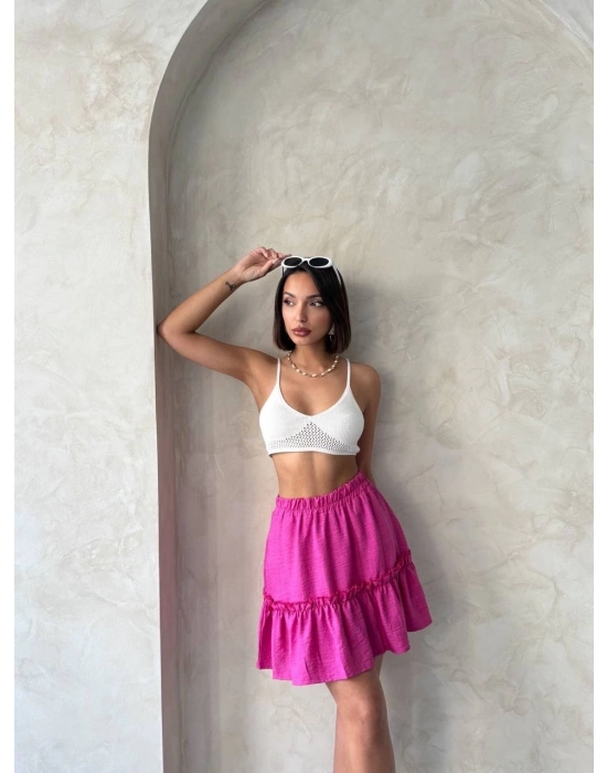 Çingene keten etek fuşya s24808