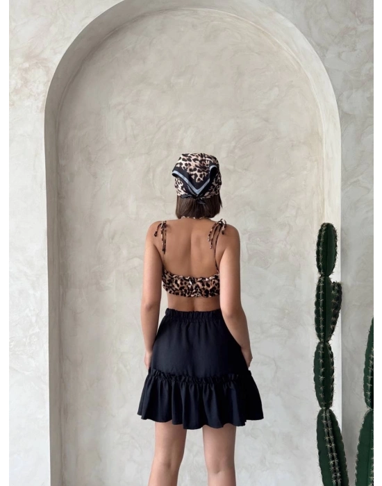 Çingene keten etek siyah s24808