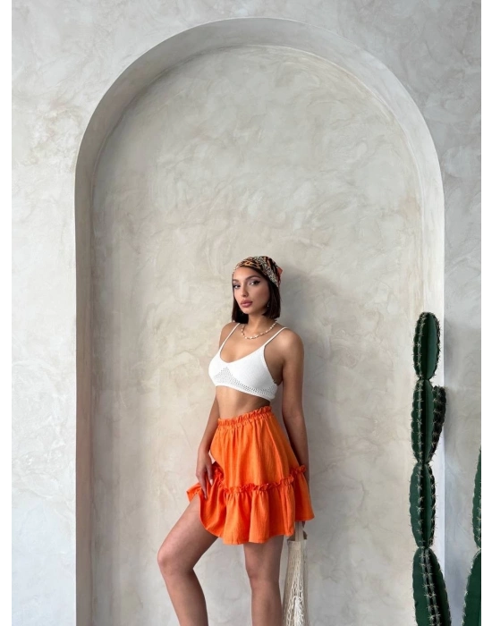 Çingene keten etek turuncu s24808