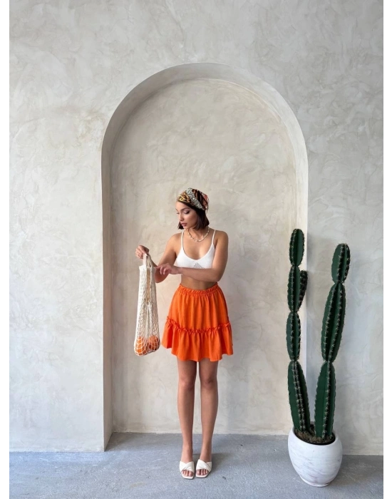 Çingene keten etek turuncu s24808