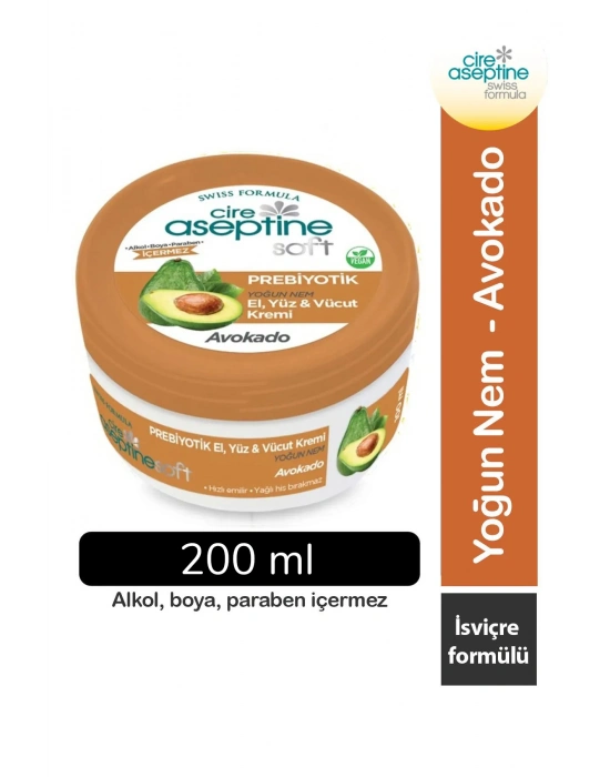 Cire Aseptine Soft Avokado Özlü Yoğun Nemlendirici Prebiyotikli Krem 200 ml