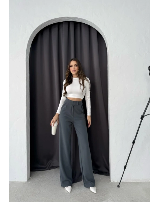 Cırtlı pantolon krep füme pt