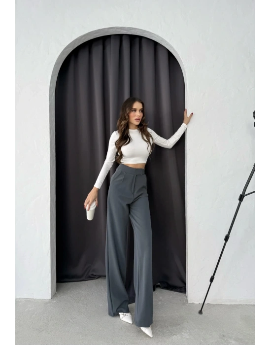 Cırtlı pantolon krep füme pt