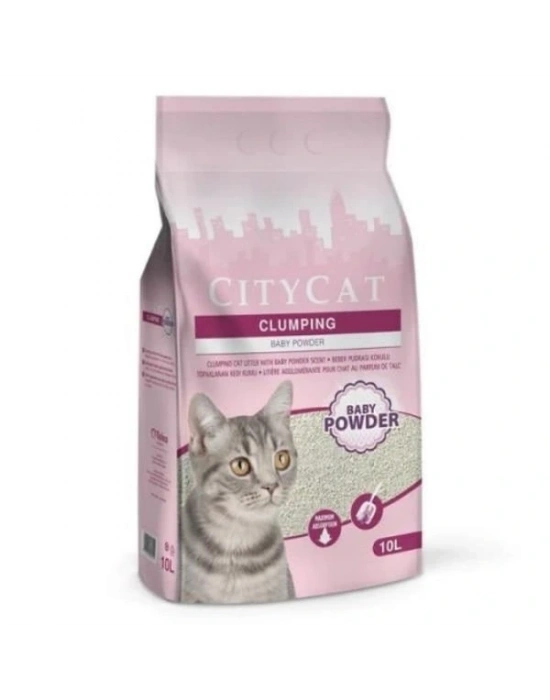 City Cat Clumping Bebek Pudrası Kokulu Topaklanan Kedi Kumu 1 Adet 10 Lt