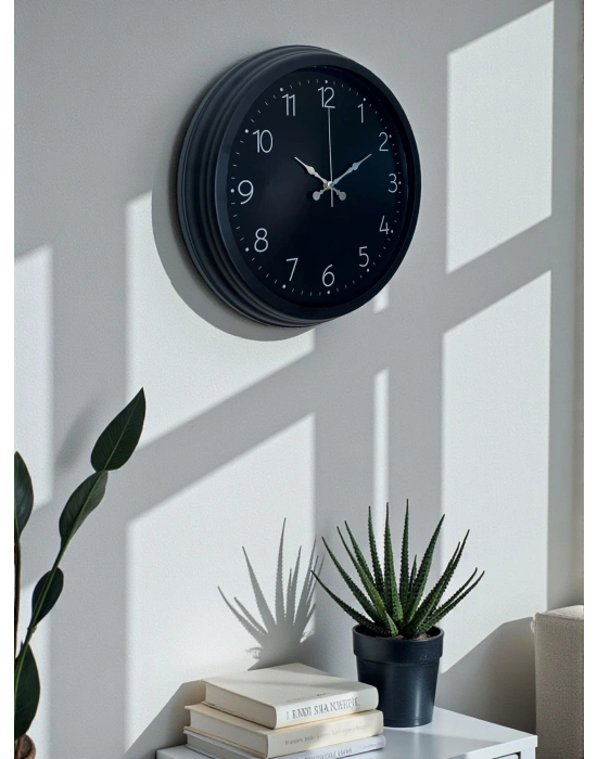 ® Classic Black Zarif 40 cm Metal Duvar Saati