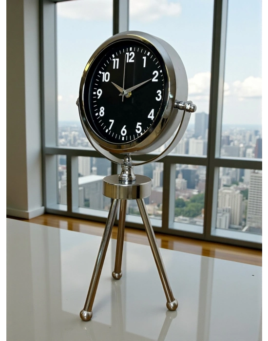 ®  Classic Tasarım Üç Ayaklı Metal Masa Saati