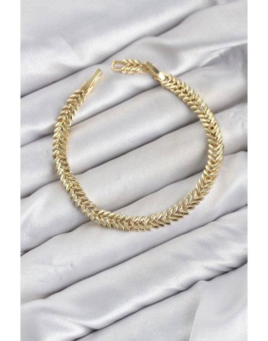 CM Başak Model Gold Renk Pirinç Kadın Bileklik