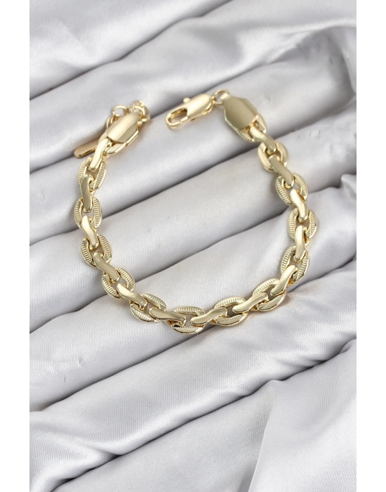 CM Kalın Zincir Model Gold Renk Pirinç Kadın Bileklik