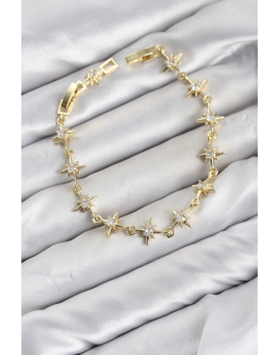 CM Kutup Yıldızı Model Gold Renk Zirkon Taşlı Kadın Bileklik