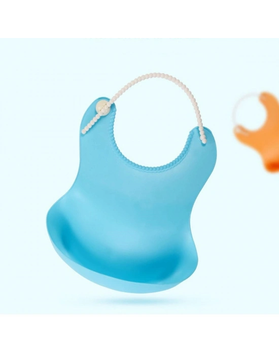 ®  Çocuk Bebek Mama Önlüğü Dökülme Engelleyici Bükülebilir Mavi