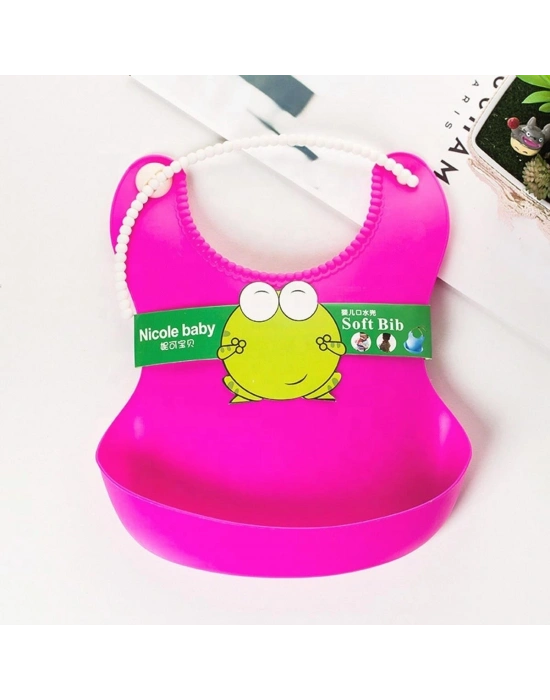 ®  Çocuk Bebek Mama Önlüğü Dökülme Engelleyici Bükülebilir Pembe