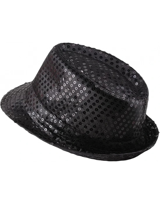 Çocuk Boy Siyah Payetli Şapka Gösteri Şapkası Michael Jackson Şapkası 54 No