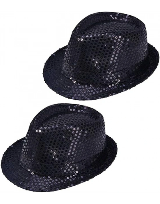 Çocuk Boy Siyah Payetli Şapka Gösteri Şapkası Michael Jackson Şapkası 54 No