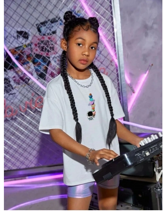 Çocuk   Baskılı T-Shirt - Beyaz