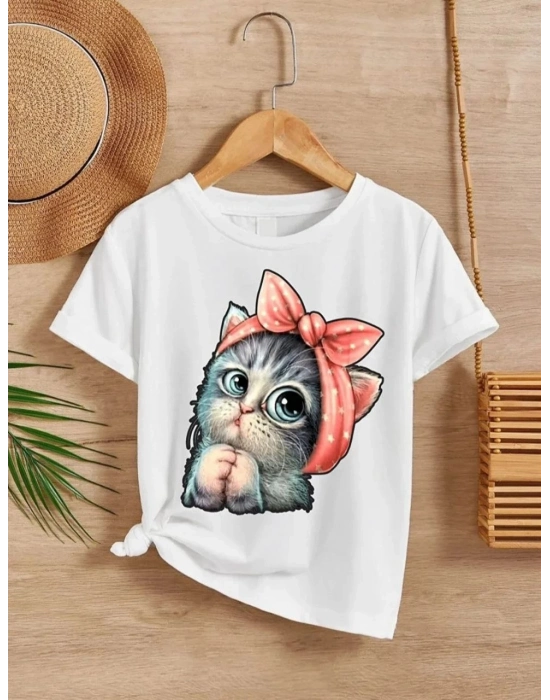 Çocuk   Baskılı T-Shirt - Beyaz