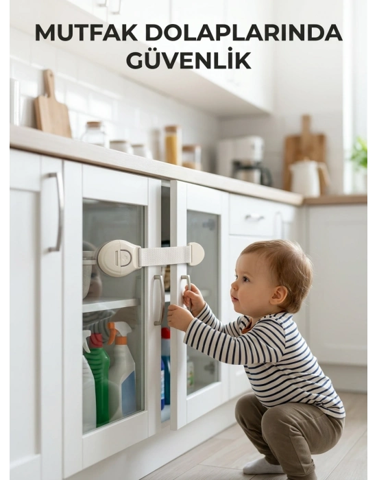 Çocuk Güvenlik Dolap ve Çekmece Kilidi Güçlü Yapışkanlı Emniyet Kilidi