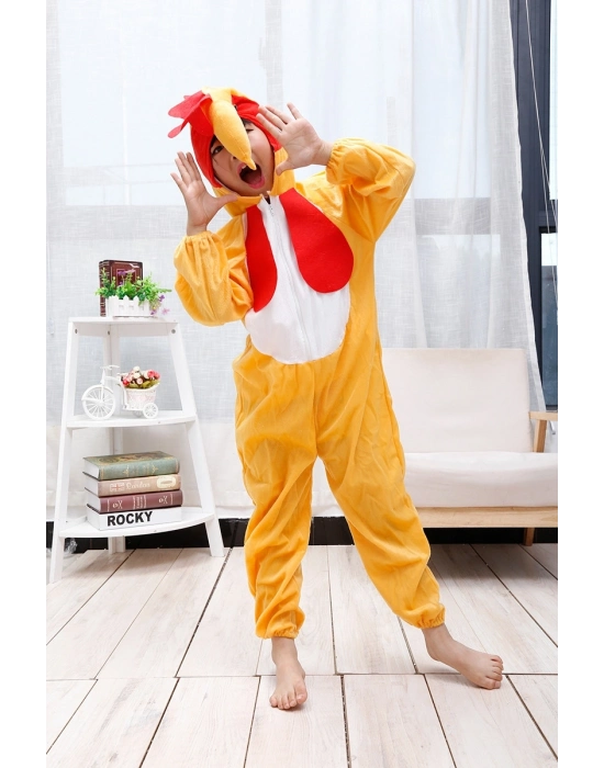 Çocuk Horoz Kostümü - Tavuk Kostümü 2-3 Yaş 80 cm
