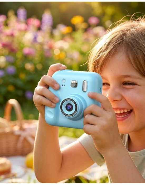 Çocuk Kamera Anında Baskı Özellikli 4 Rulo Kağıt ve 5 Kalem Hediyeli