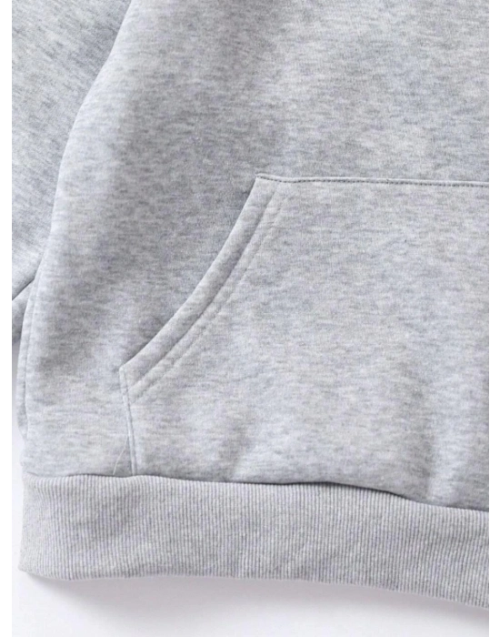 Çocuk   Kapüşonlu Naruto Baskılı Pamuklu Sweatshirt - Gri