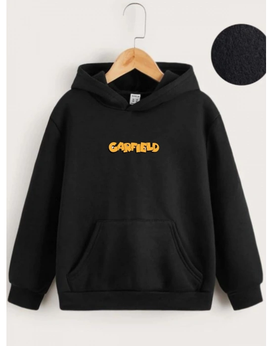 Çocuk   Kapüşonlu Ön ve Arka Garfield Baskılı Sweatshirt - Siyah