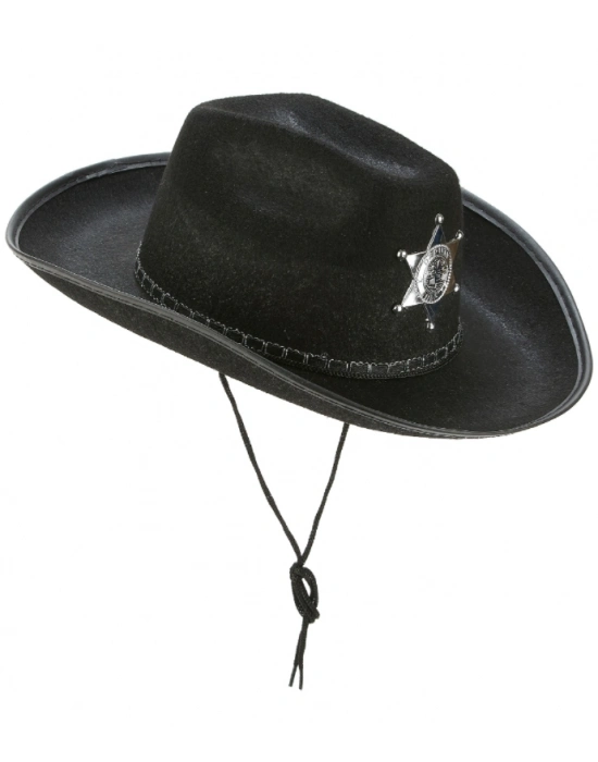 Çocuk Kovboy Şapkası Sheriff Şapkası Siyah Renk