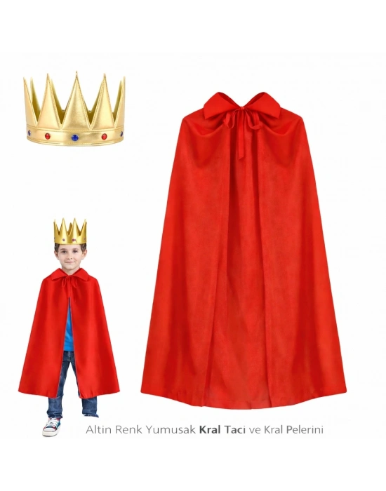 Çocuk Kral Kostüm Seti (Taç + Pelerin)
