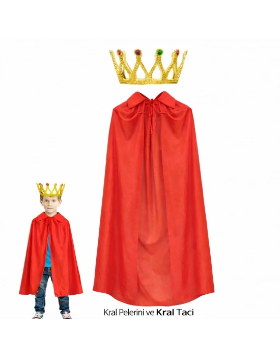Çocuk Kral Pelerini Ve Kral Tacı Kostüm Seti
