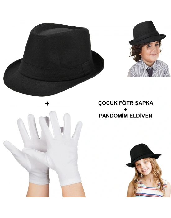 Çocuk Sahne Performans Seti – Gösteri Fötr Şapka Ve Eldiven