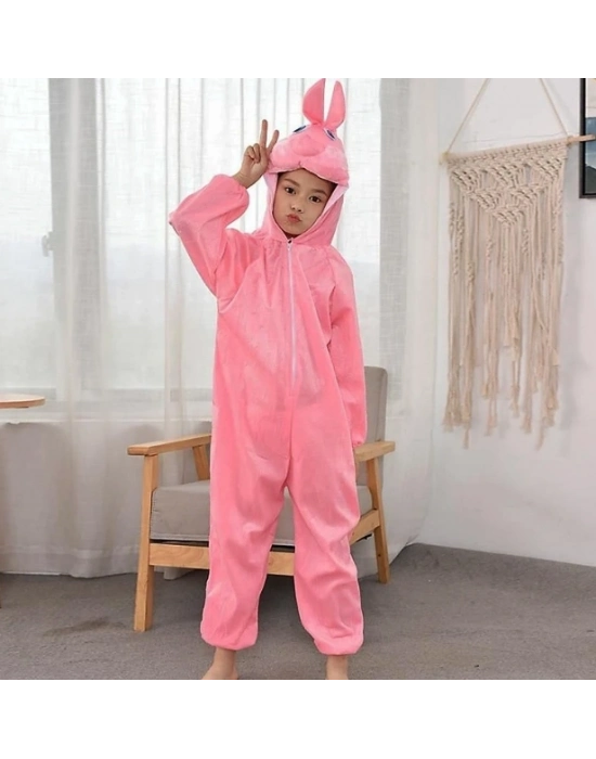 Çocuk Tavşan Kostümü Pembe Renk 4-5 Yaş 100 Cm