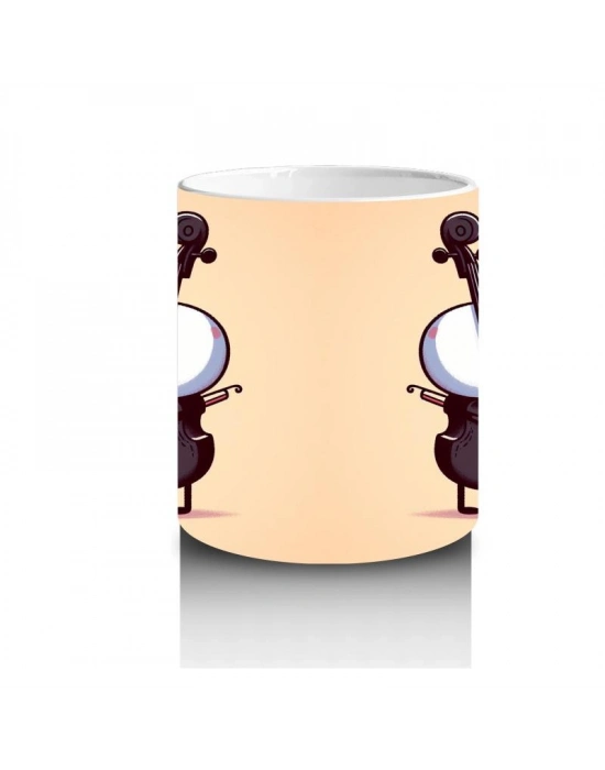 Çocuklara Sütü Sevdiren Aşık Müzisyen Karakterler ve Viyolonsel Desenli Kupa Bardak