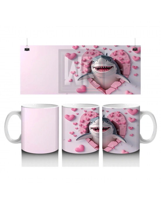 Çocuklara Sütü Sevdiren Aşk Bulutlu Köpekbalığı Kupa Bardak