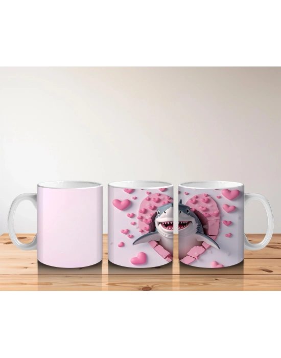 Çocuklara Sütü Sevdiren Aşk Bulutlu Köpekbalığı Kupa Bardak