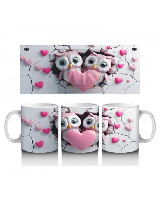 Çocuklara Sütü Sevdiren Aşkı Paylaşan Baykuş Çifti Kupa Bardak