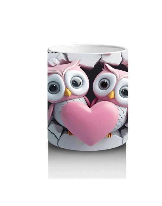 Çocuklara Sütü Sevdiren Aşkı Paylaşan Baykuş Çifti Kupa Bardak