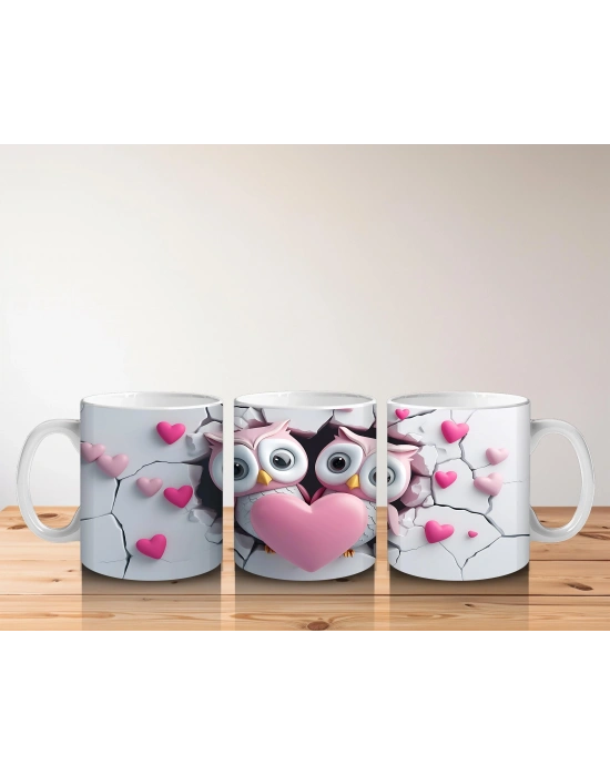 Çocuklara Sütü Sevdiren Aşkı Paylaşan Baykuş Çifti Kupa Bardak