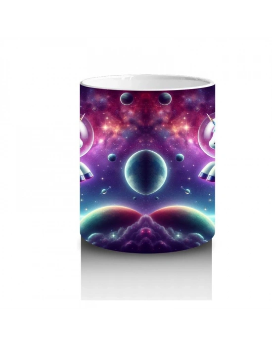 Çocuklara Sütü Sevdiren Astronot Gökkuşağı Unicorn Kupa Bardak